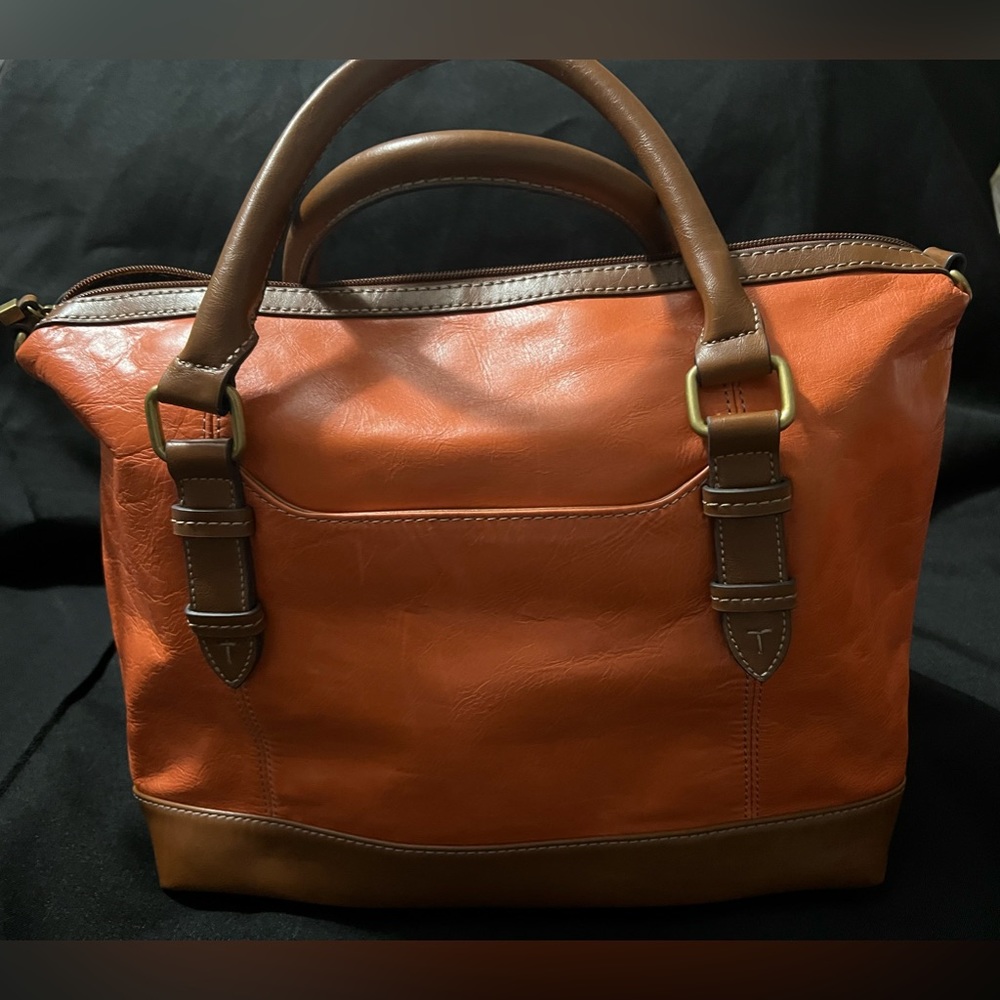 TIGNANELLO Vintage orange brown leather shoulder bag.